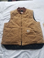VTG Carhartt Vest Men Size 2XL Tall Canvas Quilt Lined Workwear USA Made V01 BRN
