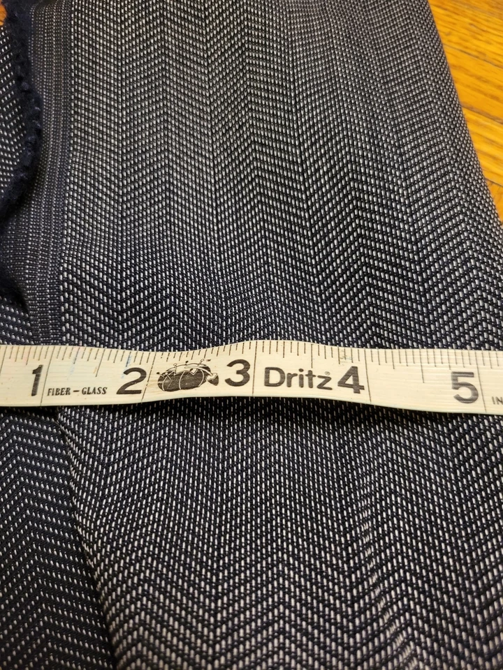 Tela tejida de lana/rayón azul marino/gris, elegante 4 yardas, 11"X63" de ancho Foto 2 de 4