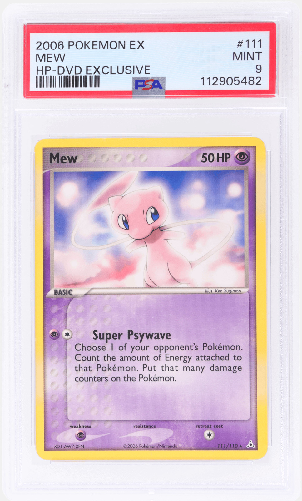 2006 Pokemon Ex Holon Phantoms Mew Dvd Exclusive #111 PSA 9