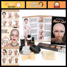 Realistic Bald Cap Halloween Makeup Kit for Cosplay, SFX, Dress-Up Theater