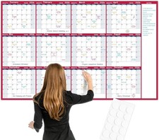 Large Dry Erase Calendar for Wall Yearly Wall Calendar Dry Erase, 58" x 37"...