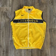 Vintage Nike Livestrong Cycling Vest Mens Medium Yellow Full Zip Made In Italy