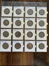 WASHINGTON QUARTERS 16-COIN LOT,   CLAD,   CIRCULATED,   AS SHOWN IN PHOTO