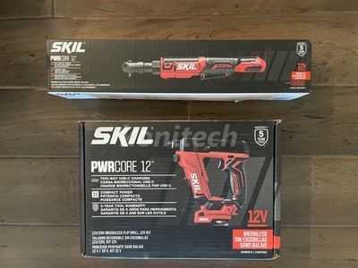 Skil PWRCORE 12 Brushless Flip Drill and 3/8in Ratchet Wrench