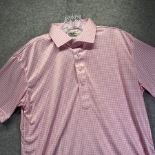 Collars  Co Dress Collar Polo Shirt Mens Medium Pink Check Performance Stretch