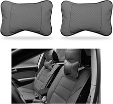 2pcs Car Neck Pillow Soft Leather Headrest Pillow For Car Suppor Color Gray 2pcs Car Neck Pillow Soft Leather Headrest Pillow For Car Suppor Color Gray