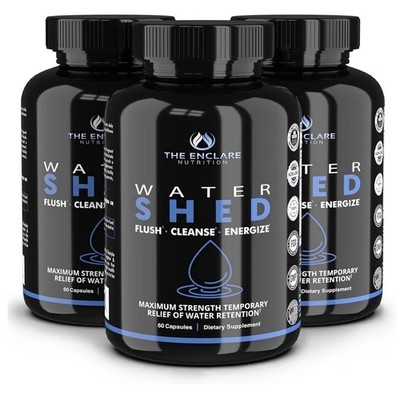 3 Pack THE ENCLARE NUTRITION WATER SHED Flush Cleanse Energize Water Retention
