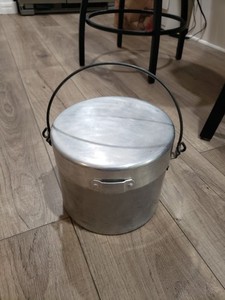 Vintage Coal Miner's Lunch Bucket Pail, With Accessories, Pure Aluminum
