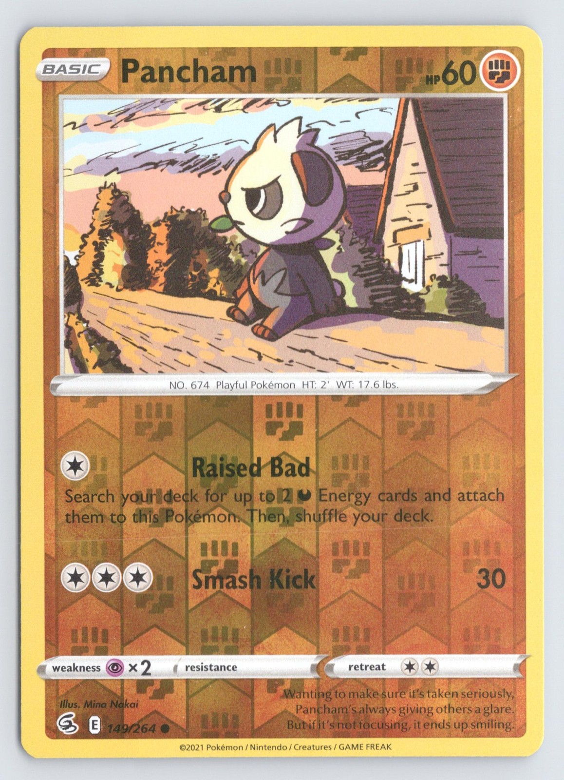 Pancham 149/264 Pokemon Fusion Strike Reverse Holo Common Near Mint