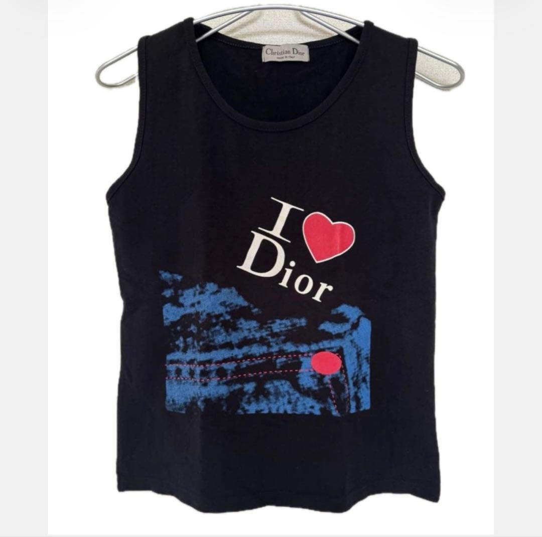 クリスチャンディオール　タンクトップ　サイズUS6 Christian Dior Vintage Tank Top Cotton 100% Black Free Size Ladies