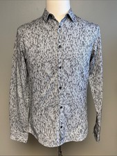 Hugo Boss Slim Fit Shirt Men  s Small Gray Pattern Button Front