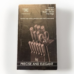 15-Piece Knife Set & Block With Built In Sharpener - German High Carbon 🔪 New