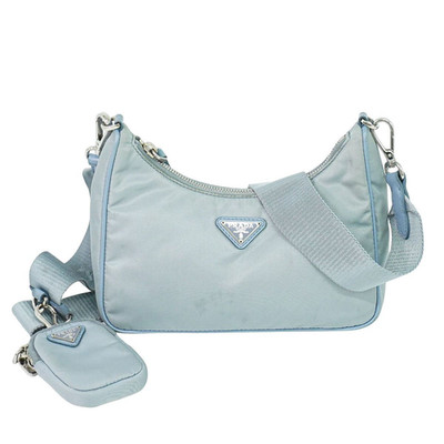 PRADA Re-Edition 2005 Nylon - Shoulder Crossbody Bag Light Blue Silver From J...