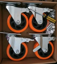 Casters Wheels 1800lbs Heavy Duty Casters with Brake Polyurethane Dual Locking 