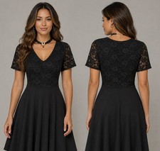 Dorothy Perkins lblack lace a-line Christmas occasion just above knee dress 12