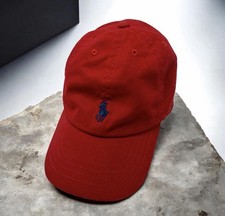 Kid Ralph Lauren Polo Solid Red with Navy Polo Player Baseball Cap Sz -4-7
