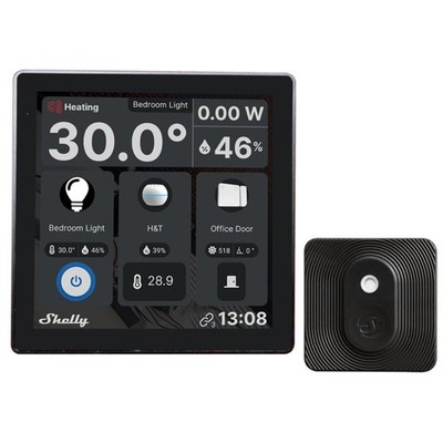 Shelly Wall Display Schwarz + BLU H&T Schwarz Smart Home Set
