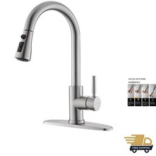Three-Way Spray Kitchen Faucet - Brushed Nickel, Easy Installation Maintenance