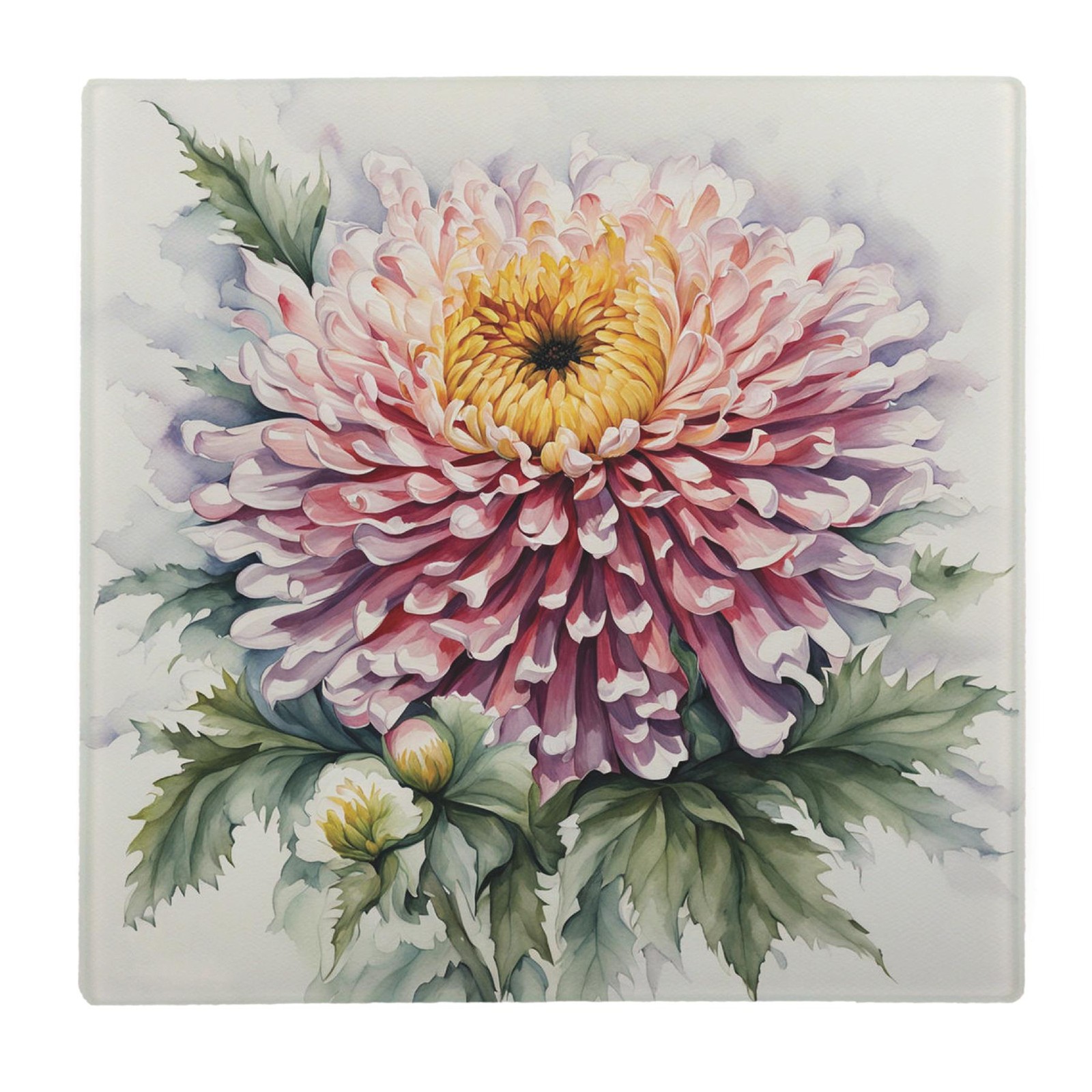 Garden Flowers Square Worktop Protector Kitchen Gifts - Chrysanthemum Trivet