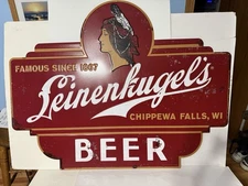 Leinenkugel’s Beer Sign Large 40 X 31 Retro Tin Tacker New