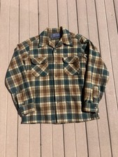 VTG 1970's Pendleton Board Shirt Loop Collar 100 Wool Flannel Shirt Medium