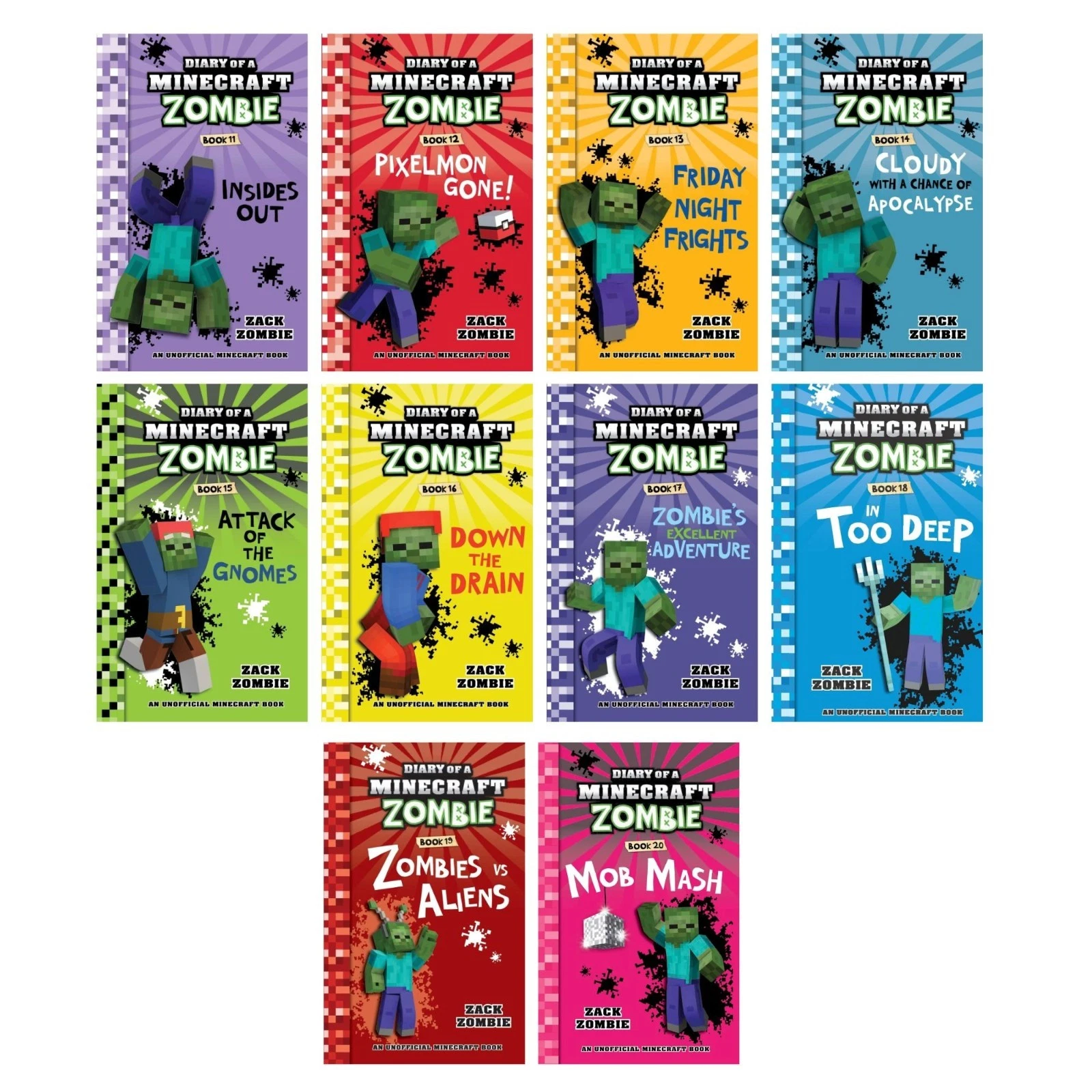 Diary of a Minecraft Zombie Books 11-20 by Zack Zombie books Set