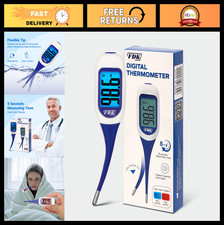 Large LCD Digital Thermometer for Fever - Fast 8 Sec Accurate Readings, Flexible