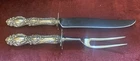 Vintage Sterling Silver Handle Meat Carving Serving Knife & Fork Set Wallace