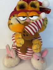Sleepy Pajama Garfield Plush Toy with Teddy Bear 'Pookie' Stuffed Animal 1978