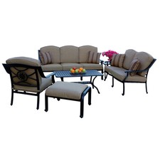 Ten Star 6 Pc Cast Aluminum Seating Set Series 30 Tables & Throw Pillows in