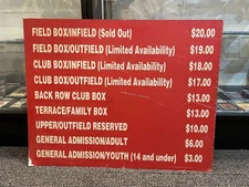 PITTSBURGH PIRATES THREE RIVERS STADIUM 28X22 STEEL TICKET WINDOW SIGN #2