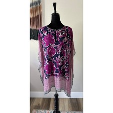 TORY BURCH Silk Chiffon Floral Sheer Tunic Blouse Size M/L