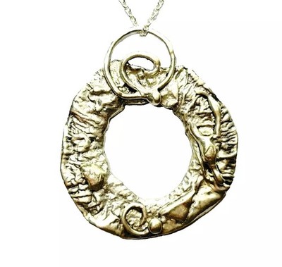 Sterling Silber Abstraktes Design Kreis Anhänger Halskette - 9,3 Gramm