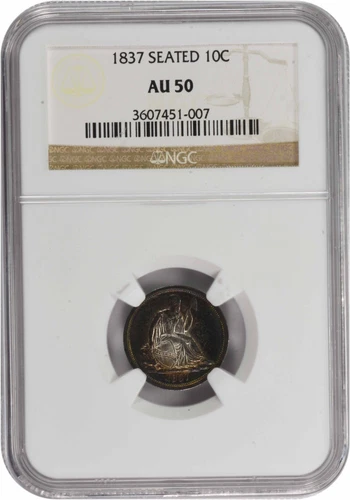 1837 Liberty Seated Silver Dime No Stars AU50 NGC