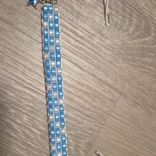 Blau Weiß Perlenarmband Kunststoff/Textil mi...