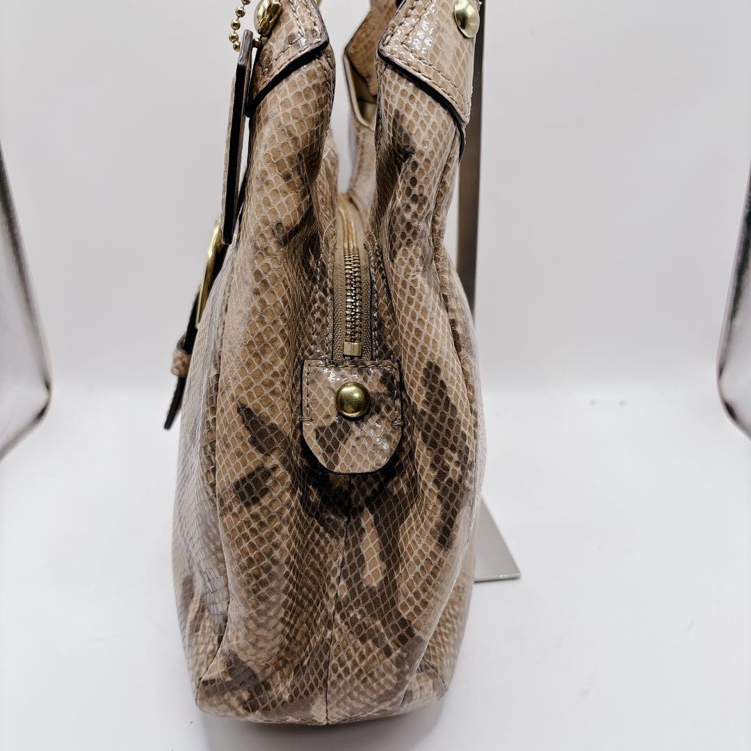 COACH Soho Python Pattern Shoulder Bag PVC Beige … - image 4