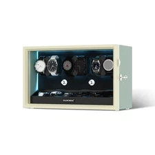 New Automatic 6 Watch Winder With 6 Storage Dispaly Case Box LED Patented Design