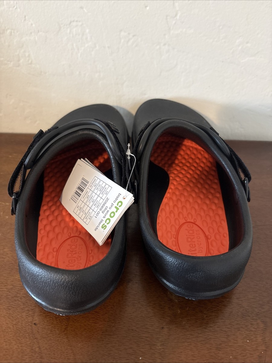 Crocs At Work Bistro Pro LiteRide Men\'s Clog Black Slip Resistant Size 7 Women 9 Crocs Mens 7 / Womens 9 Black Bistro Pro LiteRide Clog Adult  main image 4