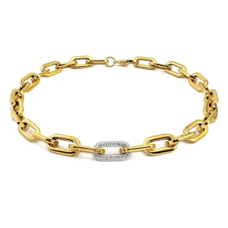 Collar gargantilla cadena eslabones grandes gruesos pesados de acero inoxidable 316L unisex