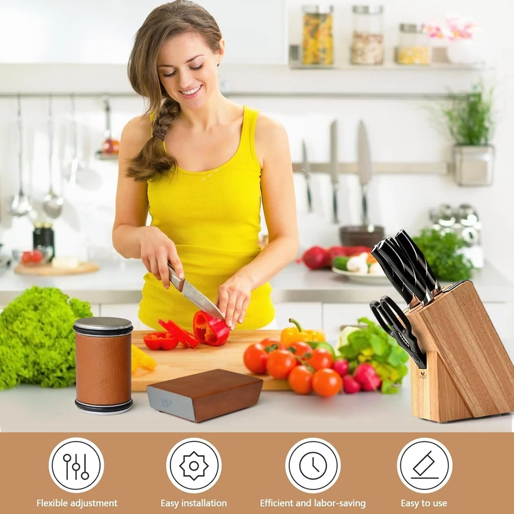 Diamond Tumbler Rolling Knife Sharpener with 15° & 20° Angle Base Set