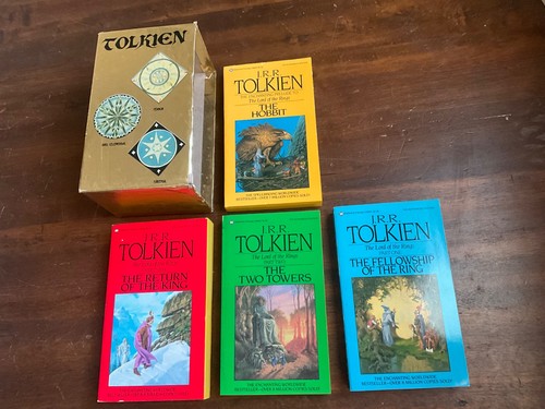 1982 Lord of the Rings Tolkien Complete 4 Paperback Box Set - Gold/Ballantine