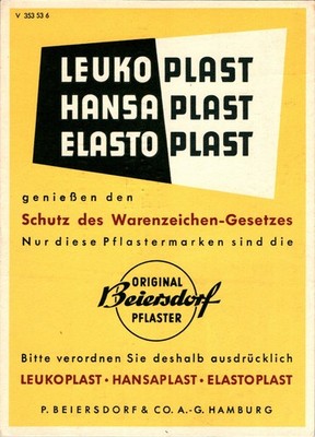 AK WERBUNG LEUKOPLAST PFLASTER BEIERSDORF HAMBURG MEDIZIN 1953