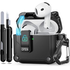Air Pods 5/4th Case Secure Lock Auto Open Anti Scratch Cover w/ Cleaner Keychain