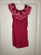 Old Navy Girls Berry Color Embroidered Romper Jumpsuit Size 5 T