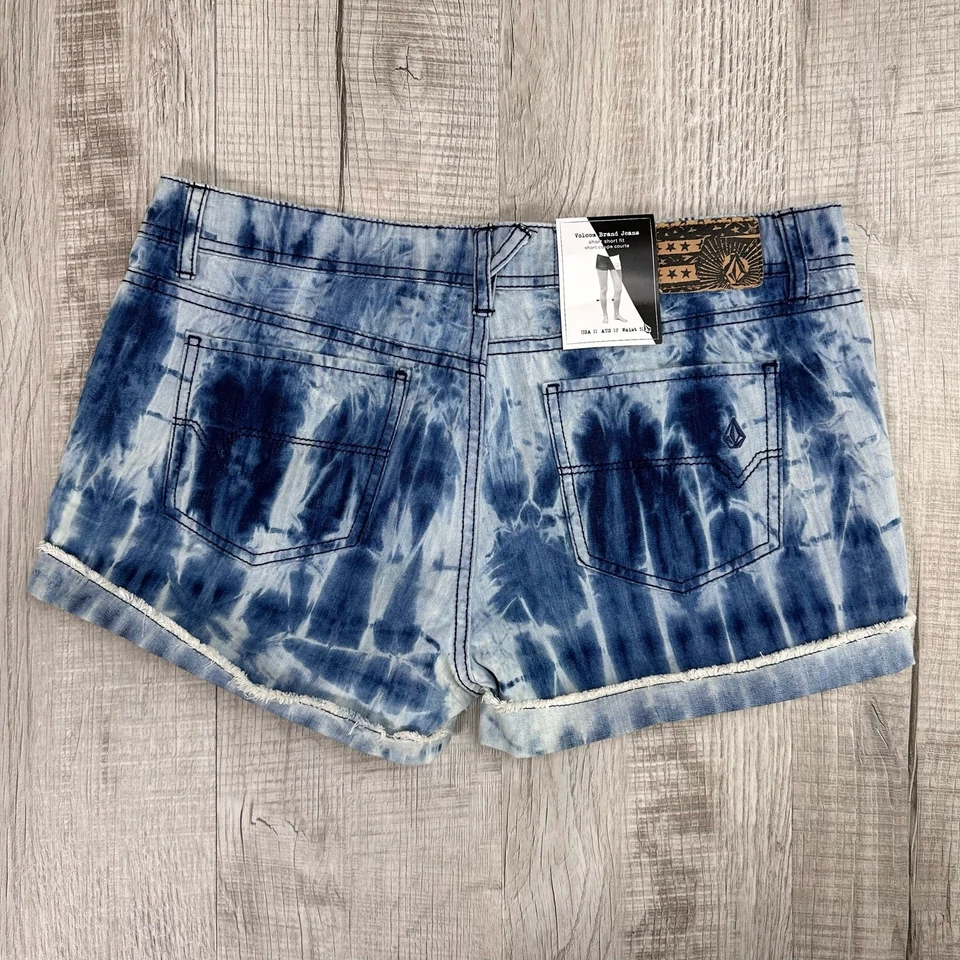 Volcom звук проверить короткие женские 11 синий/белый галстук краситель Jean джинсовой ткани коньков - Изображение 4 из 4