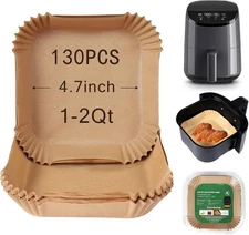 130 Pcs Air Fryer Baking Sheets, For Cosori 2.1 Qt, Disposable Liners, Brown