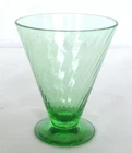 Anchor Hocking Spiral Green Depression Footed Glass Tumbler or Goblet
