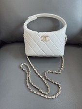 Chanel 25A Hobo Bucket Bag Chain Lunch Box Bag White Caviar Leather[Duties Paid]
