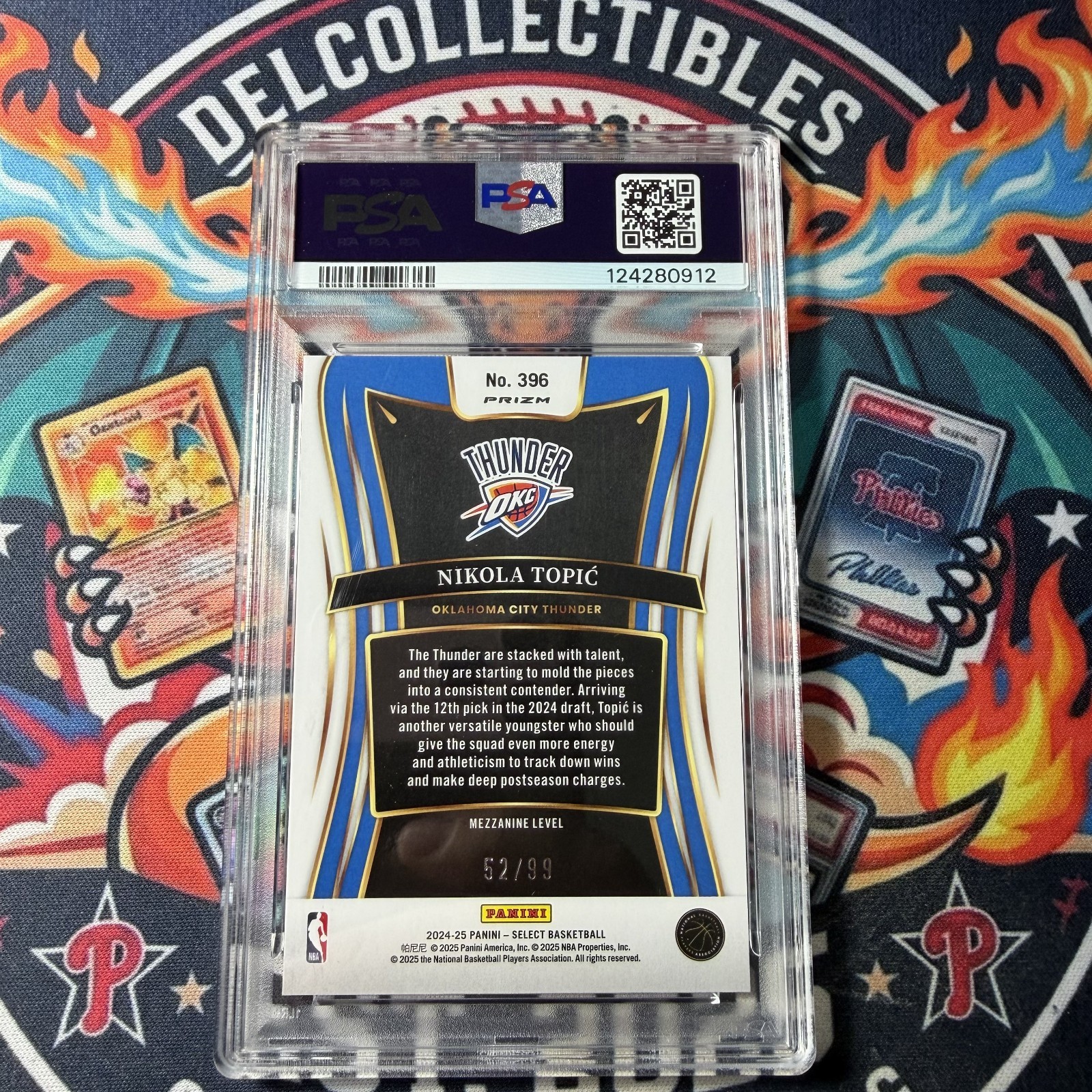 Nikola Topic 2024 Select #396 Rookie Purple Cracked Ice /99 PSA 10 OKC Thunder view 2