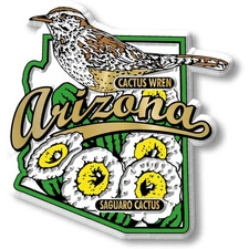 Arizona State Bird and Flower Map Magnet by Classic Magnets